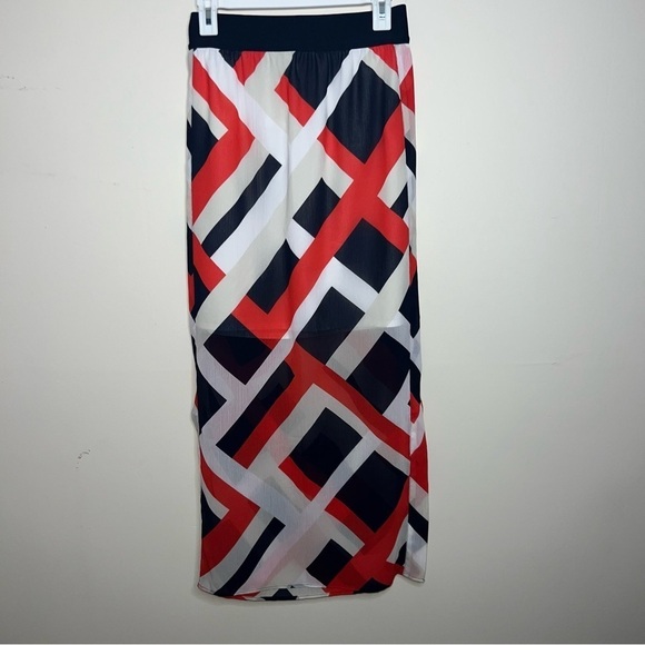 Ann Taylor Geometric Print Semi Sheer Maxi Skirt Size XS - Picture 4 of 5